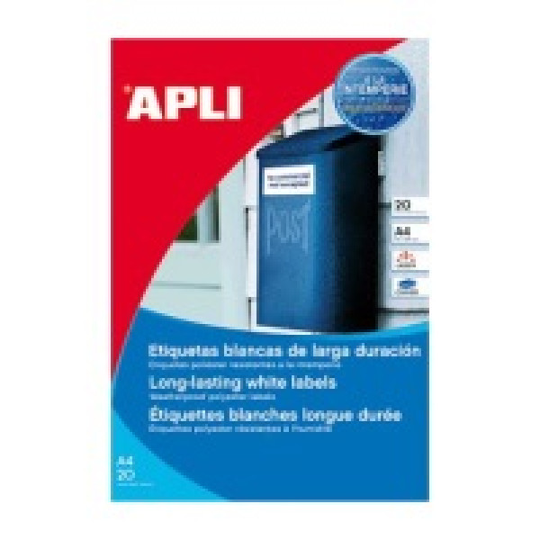 Etiq.APLI poliéster blanco 64,6x33,8 20x24 resist.intemperie