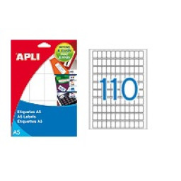 Etiq.APLI A5 cantos romos 12x18mm 1650un. 15h fondo blanco inkjet/laser/manual
