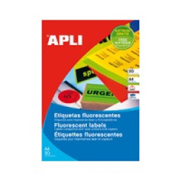 Etiq.APLI 210x297 rojo fluorescente 20A4 20u.