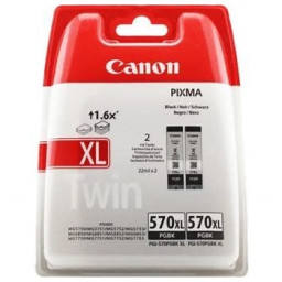 (2) C.t. CANON PGI570PGBK XL: negro BL SEC TWIN pack BLISTER con alarma *