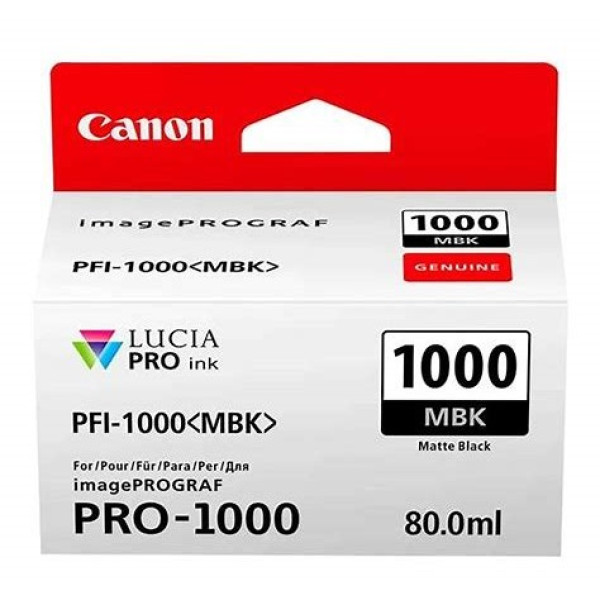 C.t. CANON PFI-1000MBK negro mate 80ml PRO-1000 IPF6300 IPF6350 IPF6400 IPF6450