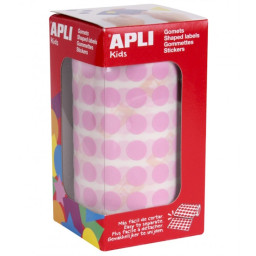 Gomets APLI redondo 10,5mm rosa rollo con 5192 stickers con adhesivo permanente