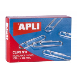 100 Clips APLI Nº3 niquelados 40mm