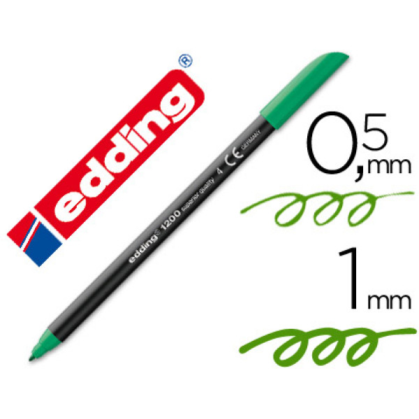 Rotulador EDDING 1200 punta fibra verde n.4 punta redonda 0,5mm trazo 1mm