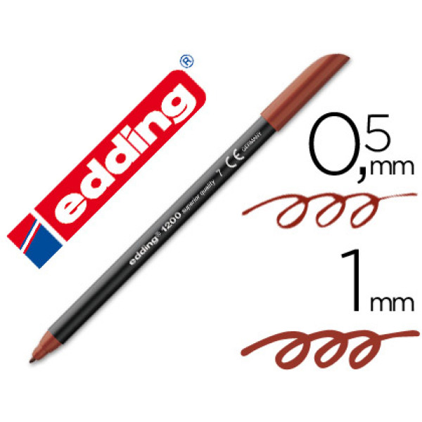 Rotulador EDDING 1200 punta fibra marrón n.7 punta redonda 0,5mm trazo 1mm