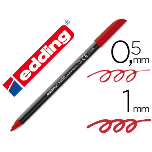 Rotulador EDDING 1200 punta fibra rojo inglés n.28 punta redonda 0,5mm trazo 1mm