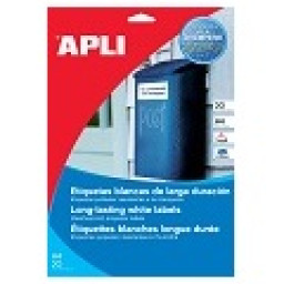 Etiq.APLI poliéster blanco 64,6x33,8mm 100x24et=2400et resistente a la intemperie