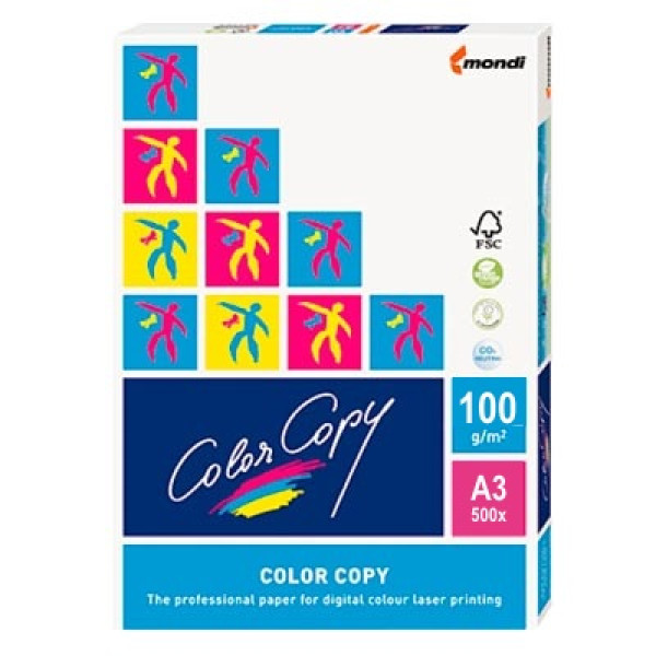 Papel MONDI COLOR COPY 500A3 100g 42,0x29,7 tacto extra suave recubrimiento satinado