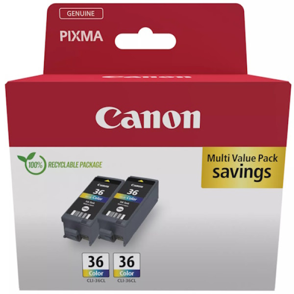 (2) C.t. CANON CLI36 color TWIN ECOPACK pack-2un cartón