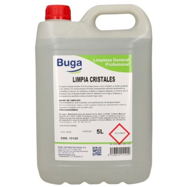BUGA limpiacristales, garrafa 5 litros cristales y espejos