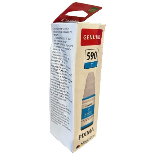 CANON ink bottle GI-590C: G1500 G2500 G3500 70ml. cian **caja dañada, interior sin abrir** CANON ink bottle GI-590C: G1500 G2500 G3500 70ml. cian **caja dañada, interior sin abrir**