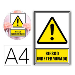 Pictograma ARCHIVO2000 señal de advertencia RIESGO INDETERMINADO 210x297mm PVC luminiscente