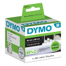 (1) Rollo etiq. DYMO LW LabelWriter papel blanco 36x89mm 1r.x260un. direcciones