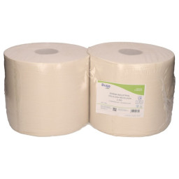 (2) Bobina de papel secamanos BUGA Industrial doble capa. 235mm x 350mts. celulosa reciclada