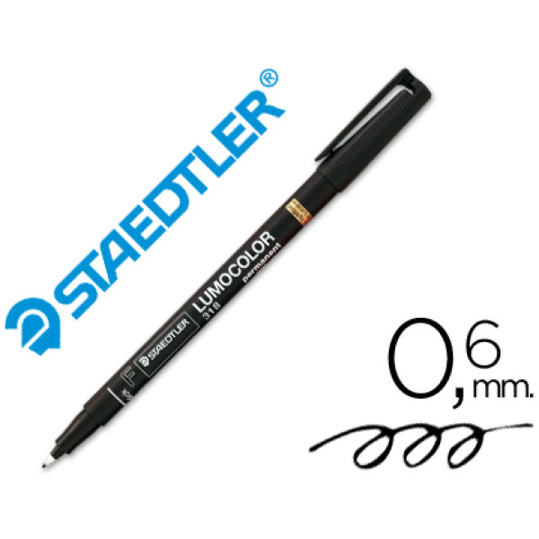 Rotulador STAEDTLER 318 Lumocolor permanente negro Punta fibra fina 0.6mm Rotulador STAEDTLER 318 Lumocolor permanente negro Punta fibra fina 0.6mm