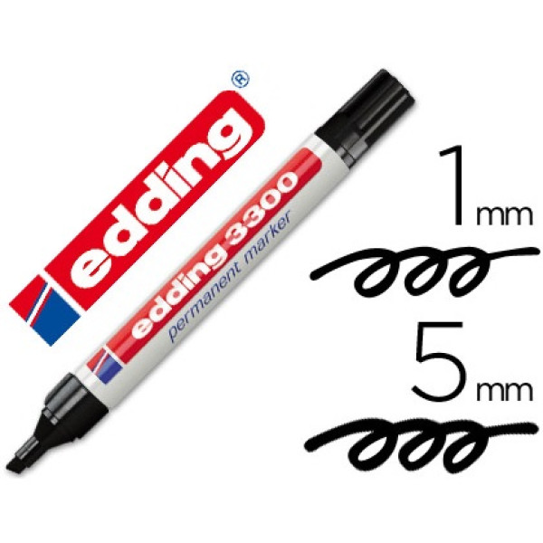 Rotulador EDDING marcador permanent 3300 #1 negro punta biselada, trazo 1-5mm