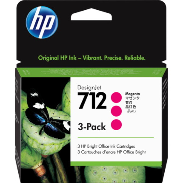 (3) C.t.HP #712 magenta Designjet T210 T230 T250 T630 T650 - 3-pack x 29ml