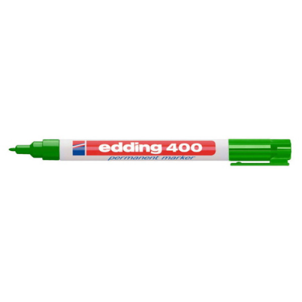 Rotulador EDDING 400 punta fibra permanente verde punta redonda fina trazo 1mm, secado rápido