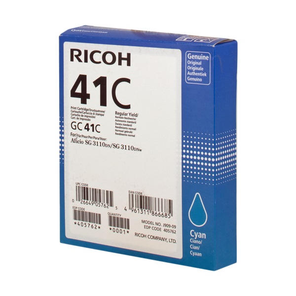 C. Gel RICOH GC-41C  SG3100 SG3110 cian SGK3100 SG7100 2.200p. Alta capacidad