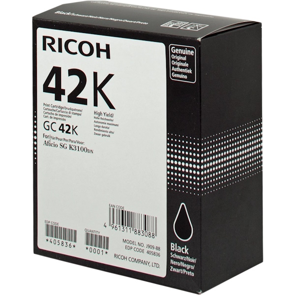 C. Gel RICOH GC-42K SGK3100 negro 10.000p. Extra Alta capacidad C. Gel RICOH GC-42K SGK3100 negro 10.000p. Extra Alta capacidad