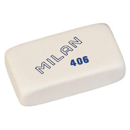 Goma de borrar MILAN 406 blanca caucho sintético miga pan 69x39x18mm (73080)