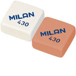 Goma de borrar MILAN 430 colores caucho sintético miga pan 28x28x13mm (73083)