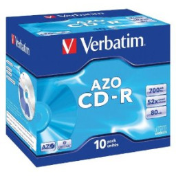 (10) Pack CD-R VERBATIM Super AZO Jewel 52x Crystal Surface 700MB, 80m.