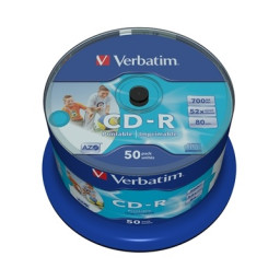 (T50) Spindle CD-R VERBATIM Super AZO 52x Imprimible Wide Printable 700MB, 80m.