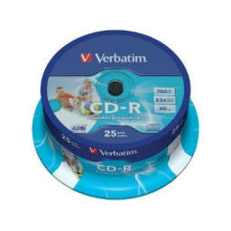 (T25) Spindle CD-R VERBATIM Super AZO 52x Printable 700MB, 80m.
