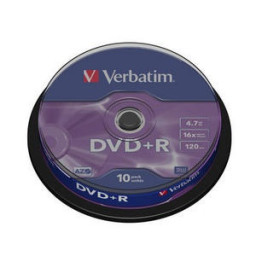 (T10) Spindle DVD+R VERBATIM Advanced AZO tarrina Matt Silver 16x 4,7GB 120m.