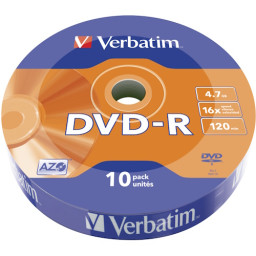 (T10) Wrap DVD-R VERBATIM Advanced AZO retráctil Matt Silver 16x 4,7GB 120m. Pack wrap (no tarrina)