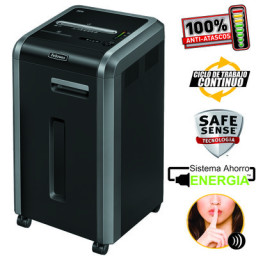 FELLOWES Destructora 225Ci  negra/gris partículas de 4x38mm, seg.P-4, 24h, 60L