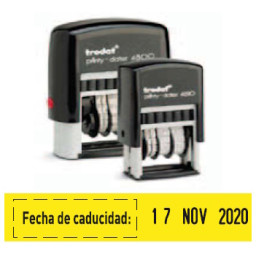 Sello entintado TRODAT 4813 con fechador y placa texto customizado 26x9mm