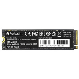 SSD interno VERBATIM Vi3000 PCIe NVMe M.2 1TB Lect.3100MB/s, Escr.2200MB/s