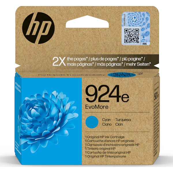 C.t.HP #924e cyan OfficeJet Pro 8120 8122 8123 8130 8132 8135  800p. EvoMore high capacity