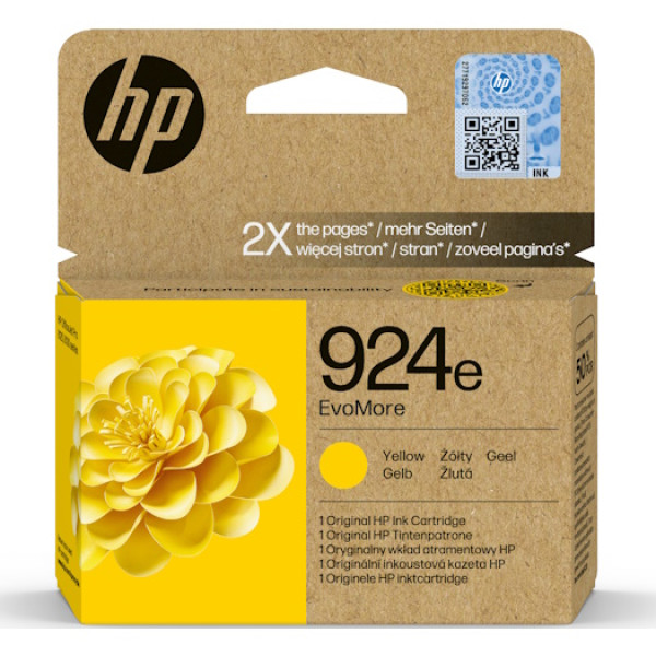 C.t.HP #924e amarillo OfficeJet Pro 8120 8122 8123 8130 8132 8135  800p. EvoMore high capacity