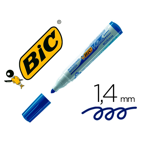 Rotulador BIC azul para pizarra Velleda punta redonda 1,3 mm, modelo grueso