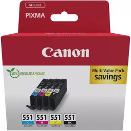 (4) C.t. CANON CLI551 CMYK MULTI ECOPACK SEC pack 4-colores cartón con alarma