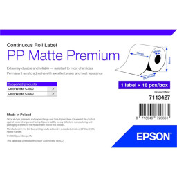 Rollo etiquetas EPSON PP Matte Label ColorWorks C3500 C4000 - 76mm x continua 29m.