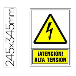 Pictograma SYSSA señal de advertencia ¡ATENCIÓN! ALTA TENSIÓN 245x345mm PVC