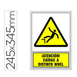 Pictograma SYSSA señal de advertencia ¡ATENCIÓN! CAÍDAS A DISTINTO NIVEL 245x345mm PVC