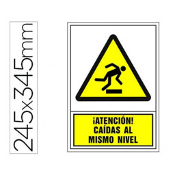Pictograma SYSSA señal de advertencia ¡ATENCIÓN! CAÍDAS AL MISMO NIVEL 245x345mm PVC