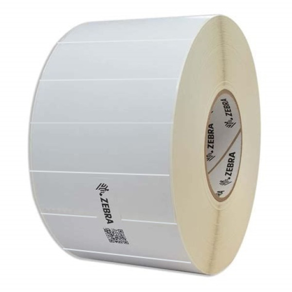 (12)Rollos etiquetas transfer ZEBRA Z-Select 2000T 102x25mm, 2580et/rollo blanca permanente perforada
