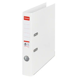 Archivador palanca ESSELTE #1 plástico forrado A4 lomo 50mm, 2 anillas, +resistente, color blanco