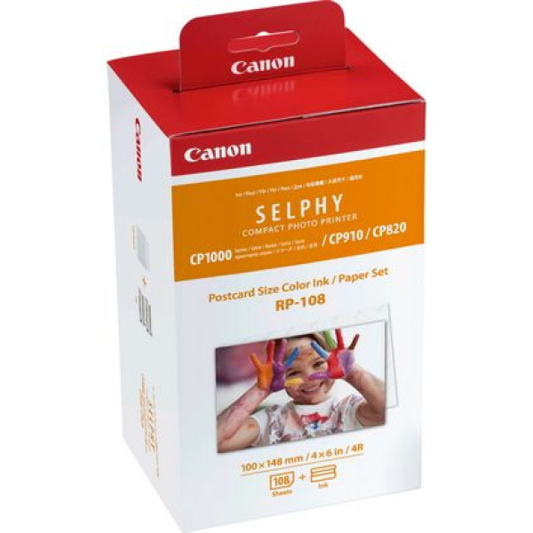 C.t.+ papel 108h. CANON RP-108 Selphy CP820 CP910 CP1000 CP1200 CP1300 CP1500 100x148mm (4x6in)