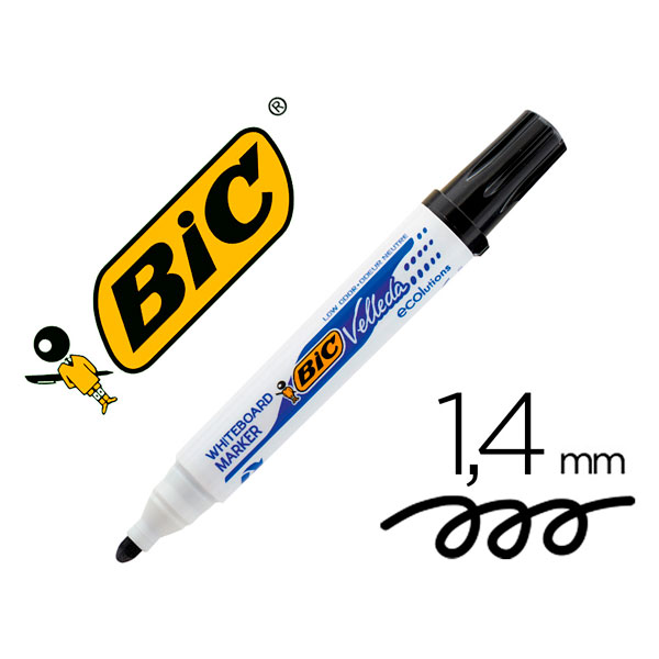 Rotulador BIC negro para pizarra Velleda punta redonda 1,3 mm, modelo grueso