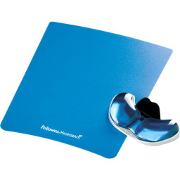 FELLOWES Reposamuñecas deslizante de gel azul ** Canal Health-V + protección Microban, 279x223x19mm