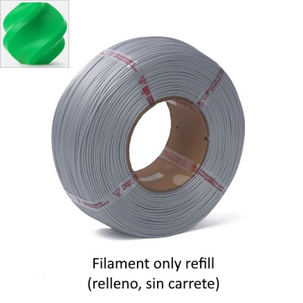 Filamento 3D BAMBU LAB PLA Basic verde bambú 1,75mm 1Kg. (refill - filamento sin carrete)