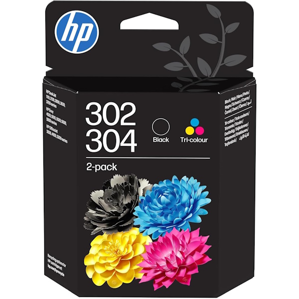 (2) C.t.HP #302 #304 negro+color (2-pack) (sustituye a X4D37AE y 3JB05AE)