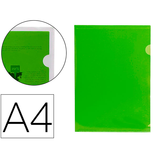 Carpeta dossier LIDERPAPEL A4 uñero 20 hojas Verde